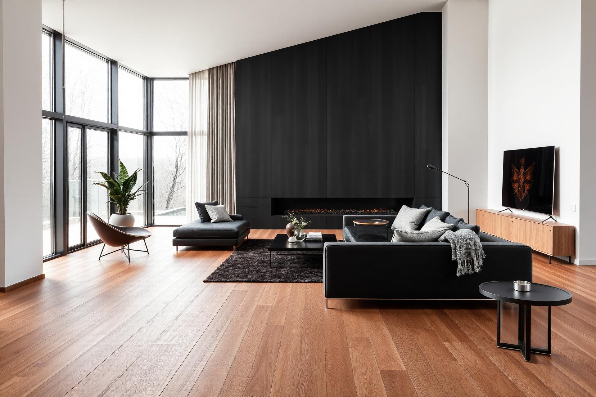 Modern living room with luxury vinyl flooring